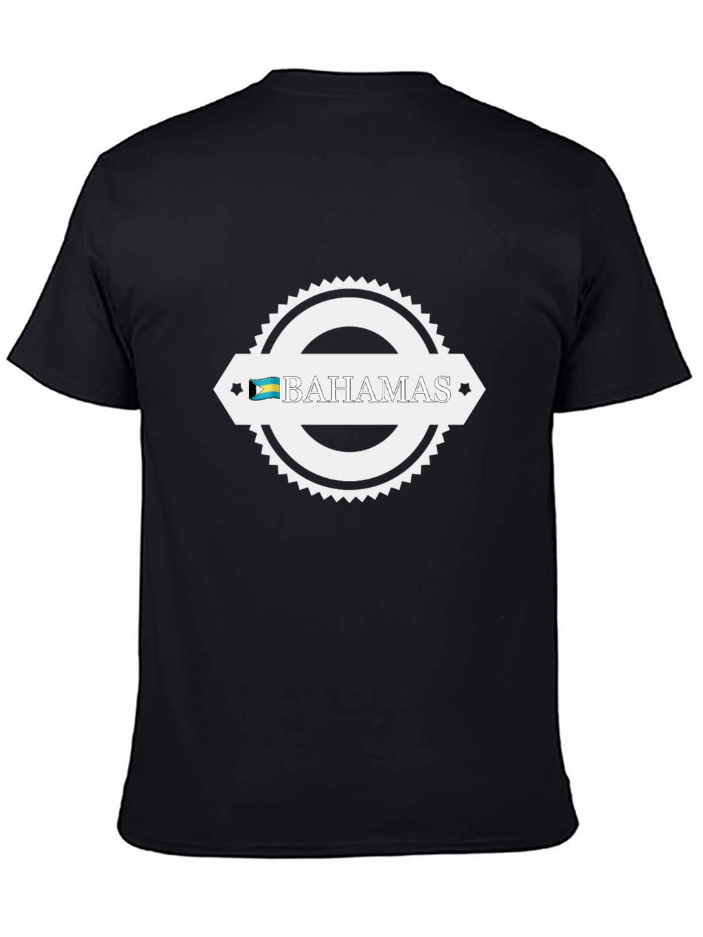 Bahamas Flag Graphic Tee - Black Crew Neck T-Shirt