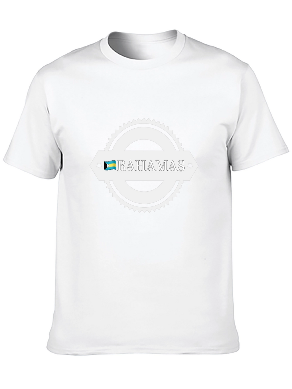 Bahamas Flag Graphic Tee - Black Crew Neck T-Shirt