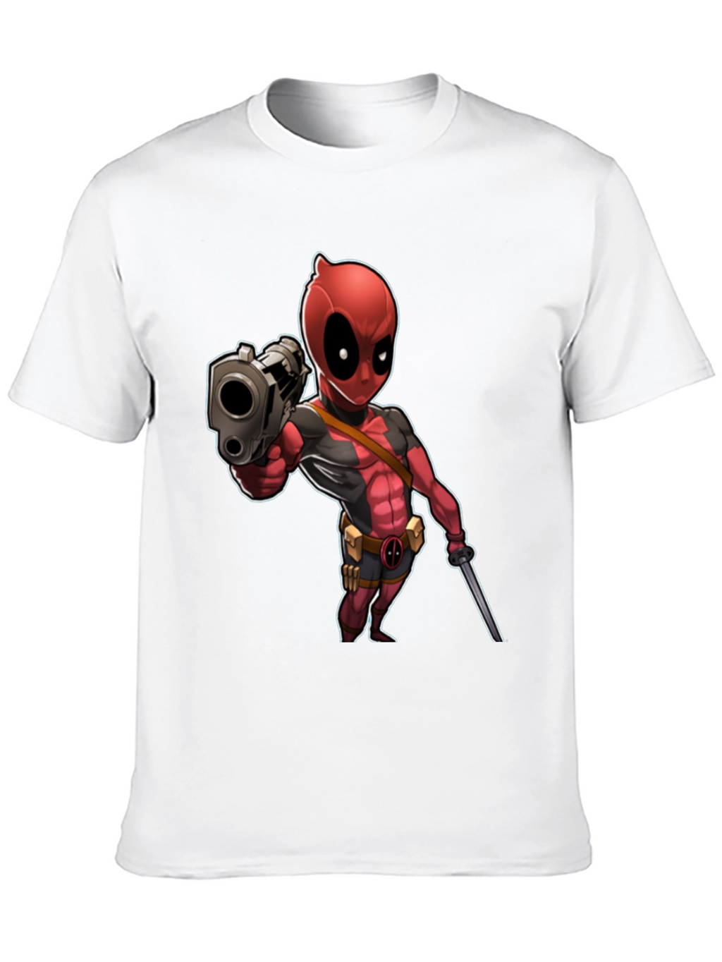 Deadpool Cartoon Graphic Print Black T-Shirt