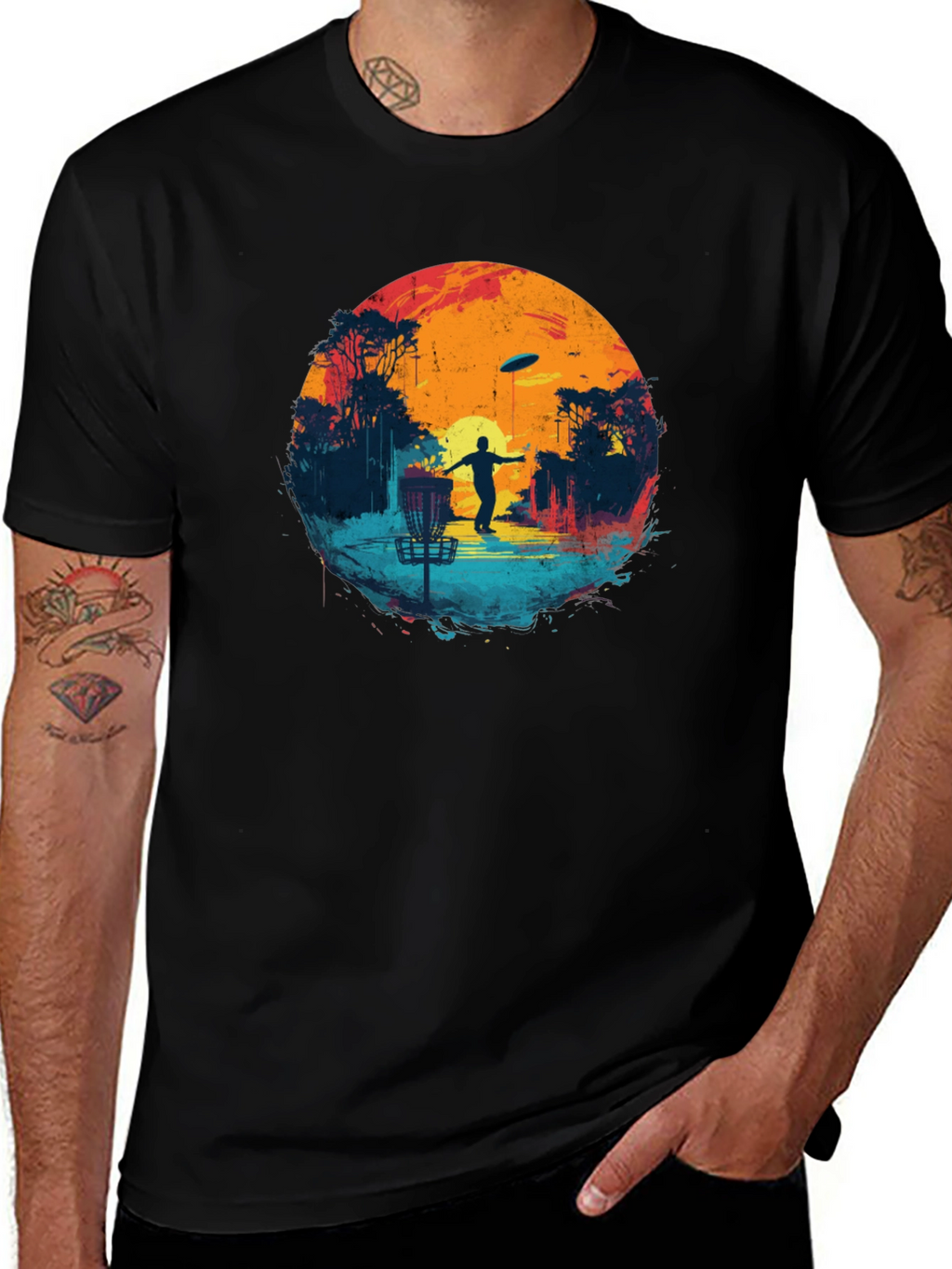 Disc Golf Sunset Black Tee