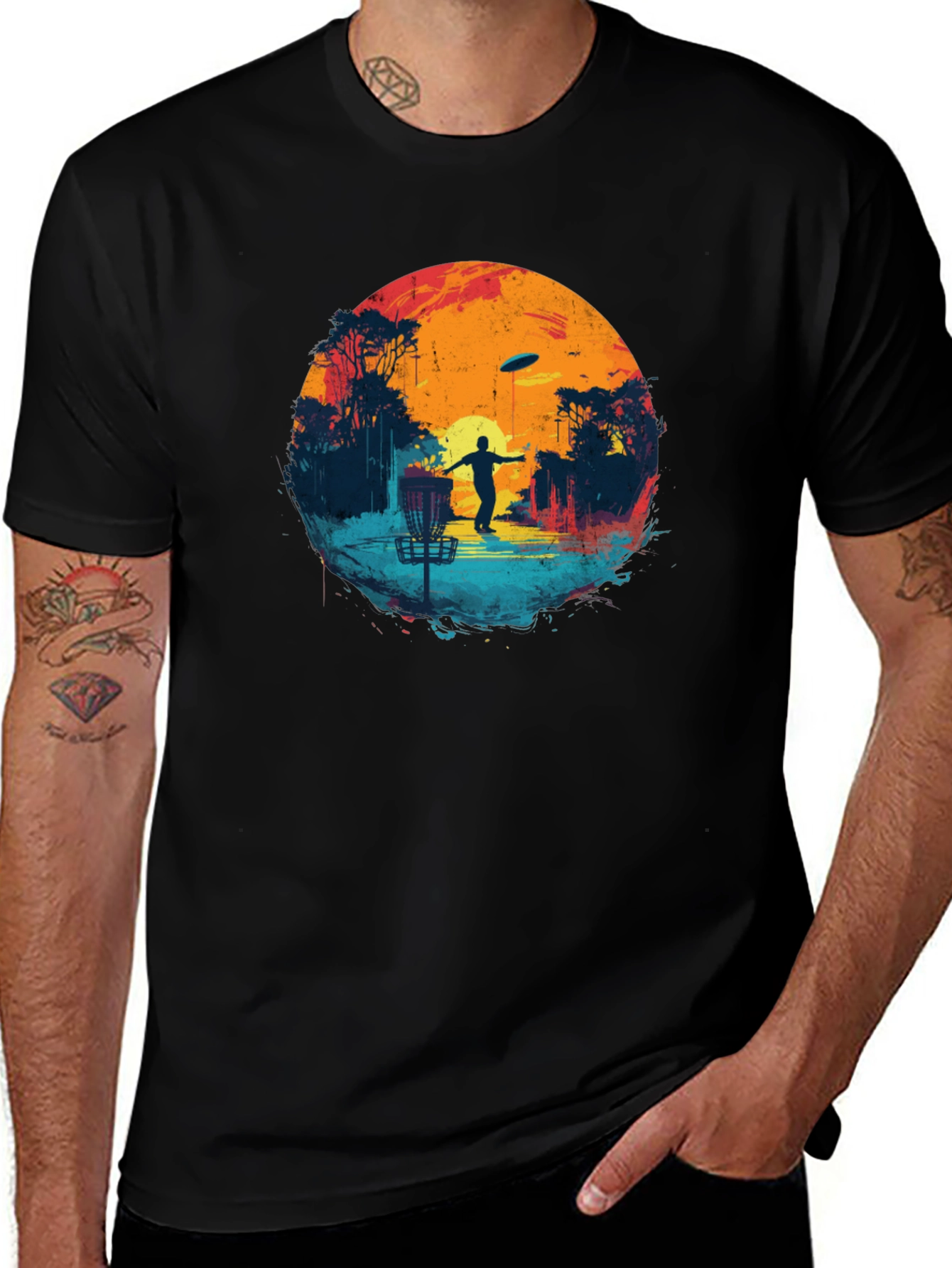 Disc Golf Sunset Black Tee