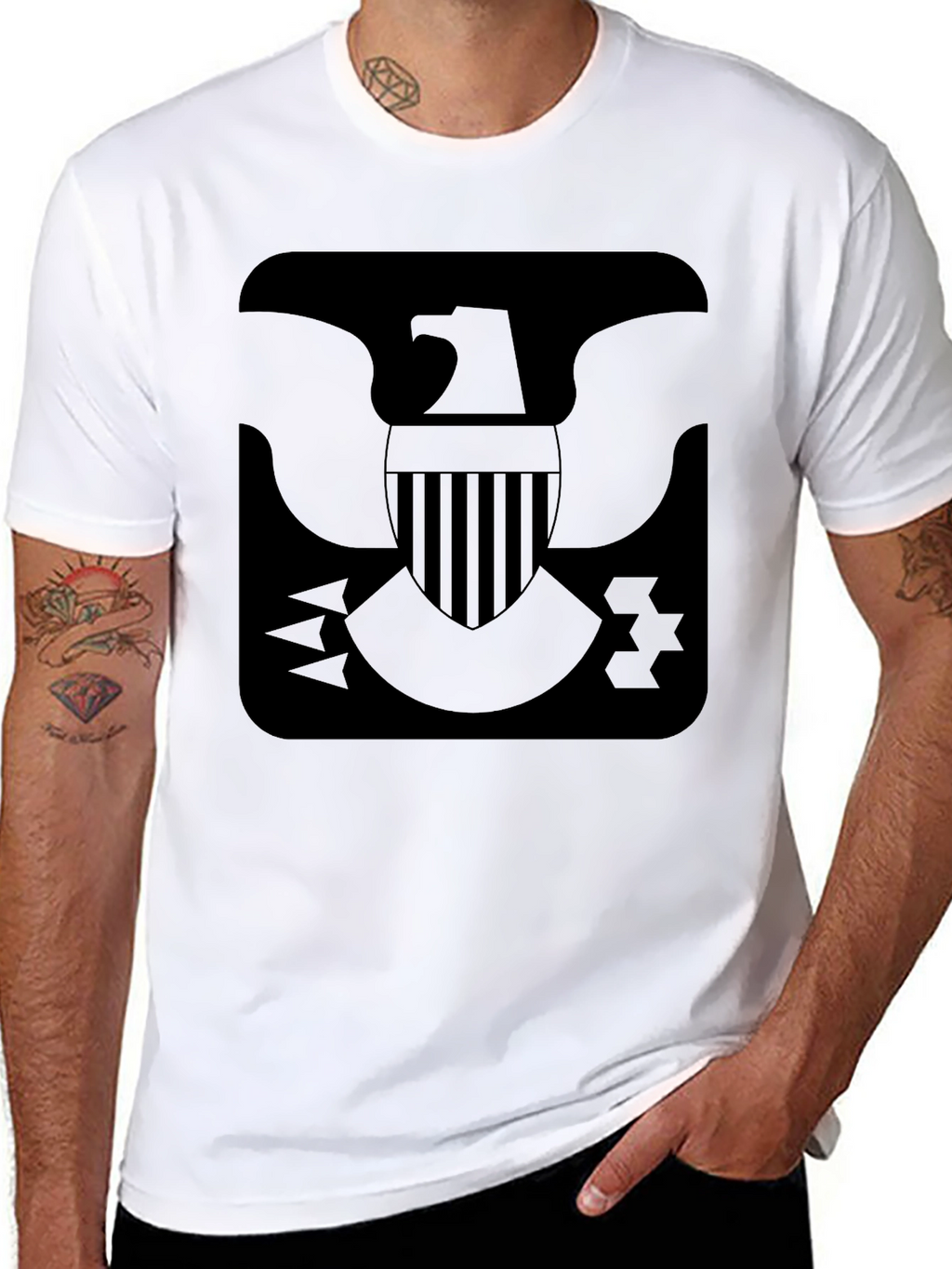 Black T-Shirt Eagle Emblem Graphic Tee