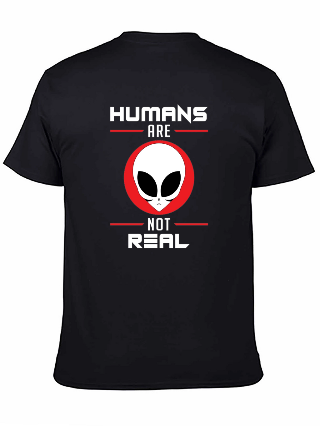 Humans Are Not Real Alien Graphic Tee - Black