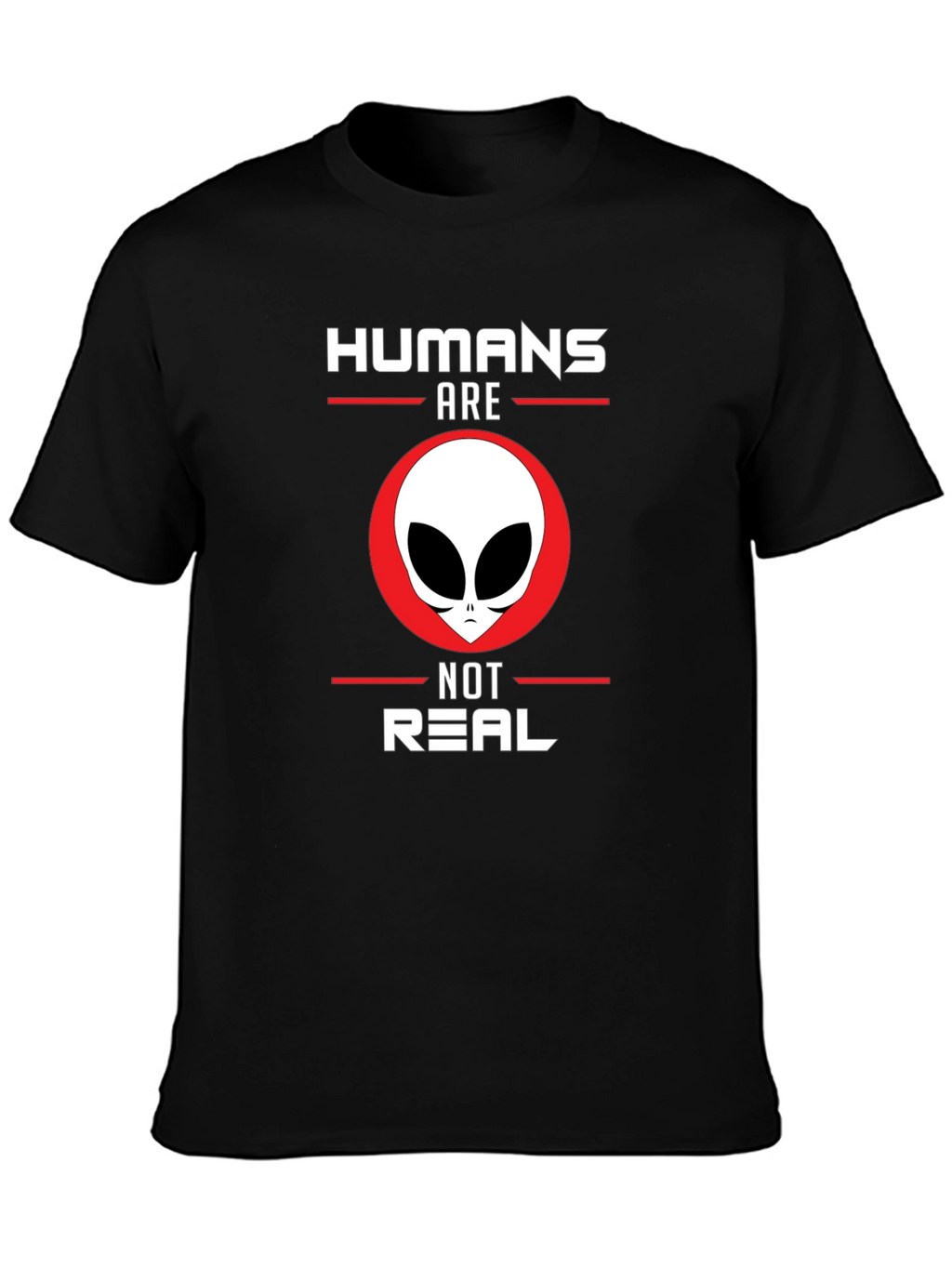Humans Are Not Real Alien Graphic Tee - Black