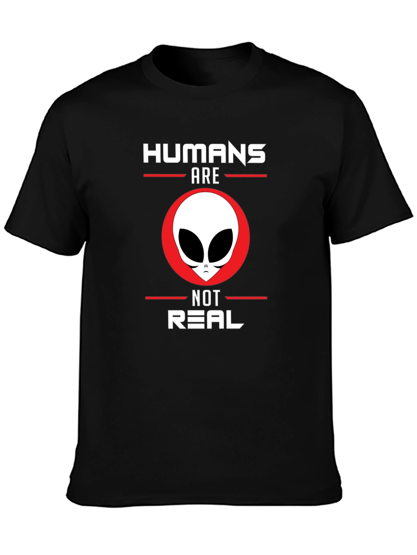 Humans Are Not Real Alien Graphic Tee - Black
