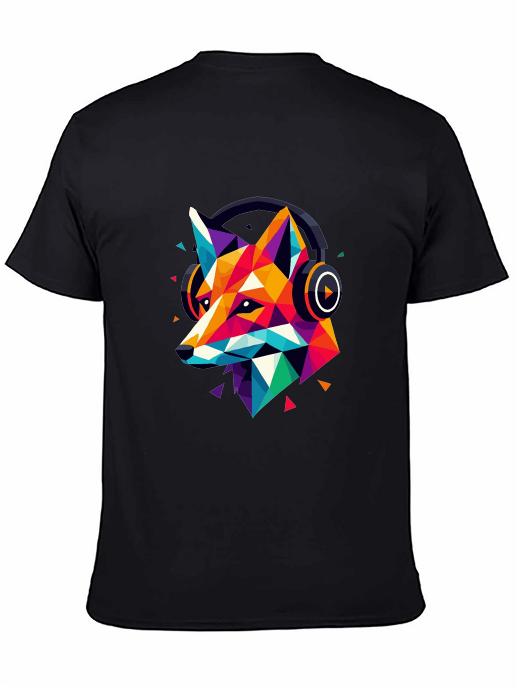 Geometric Fox Headphone Graphic T-Shirt