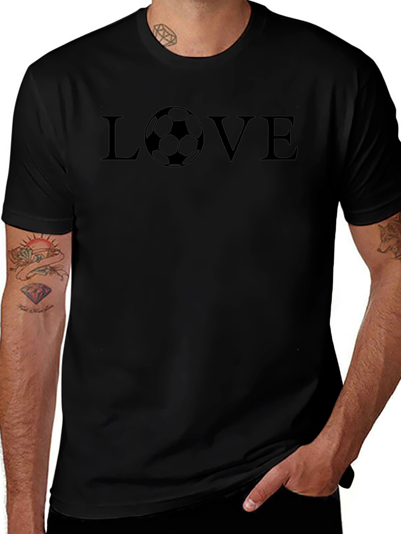 Love Soccer Black T-Shirt - Graphic Print