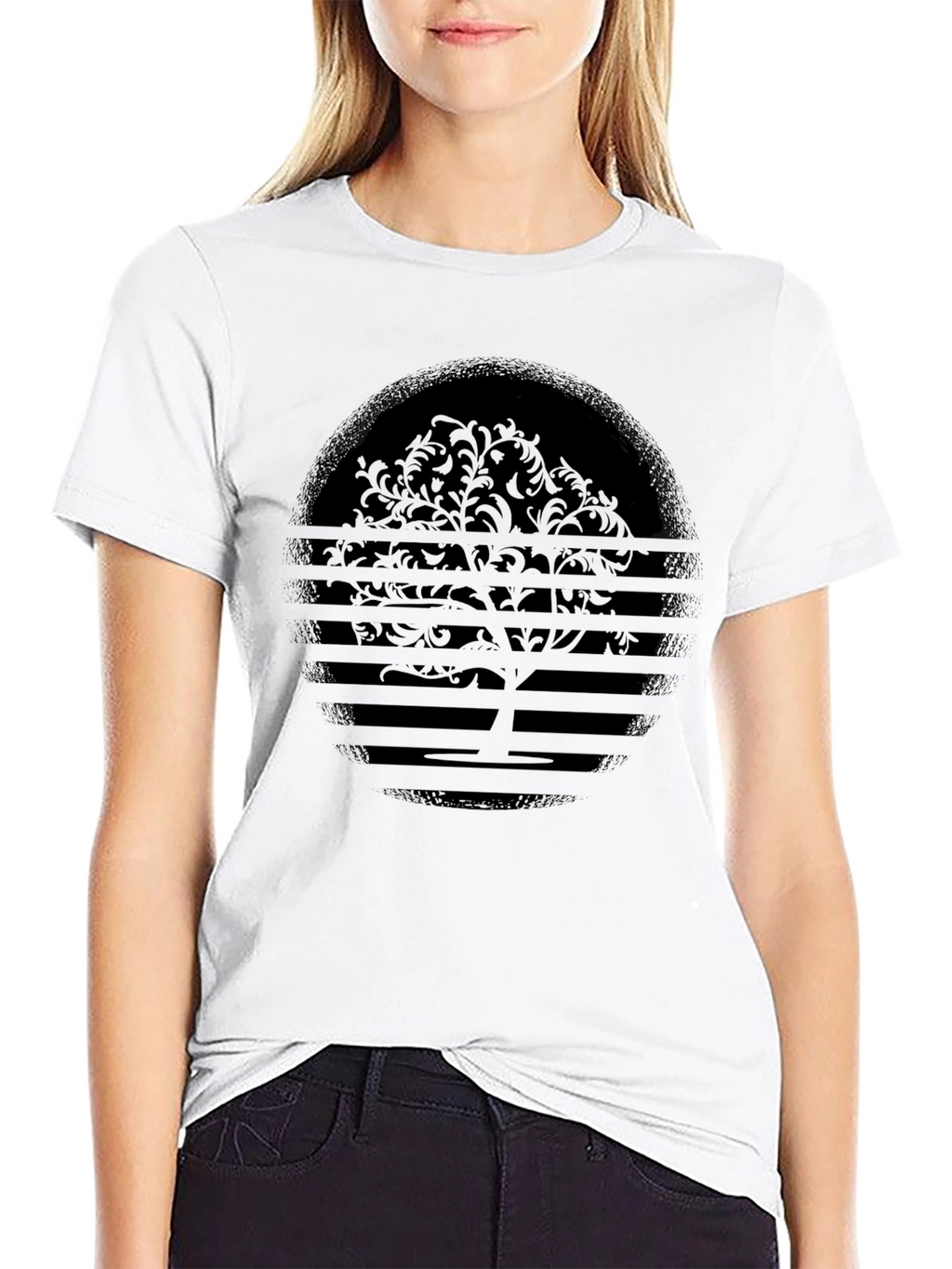 Abstract Tree Graphic Tee - Black