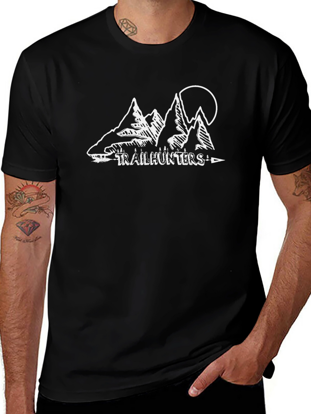 Trailhunters Black T-Shirt - Mountain Adventure Tee