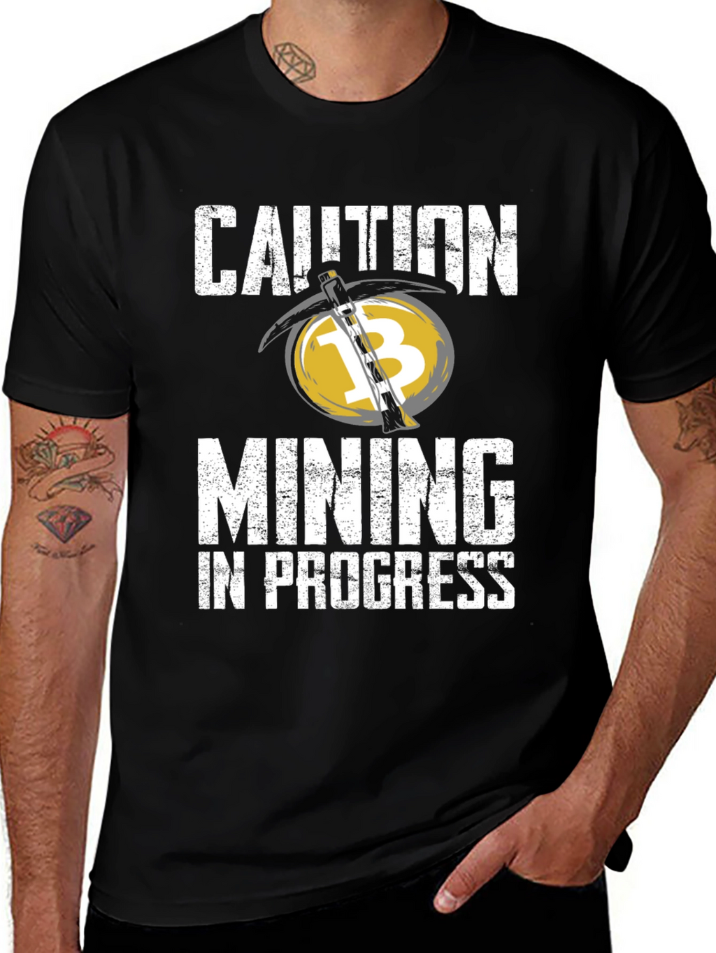 Caution Mining in Progress Black T-Shirt