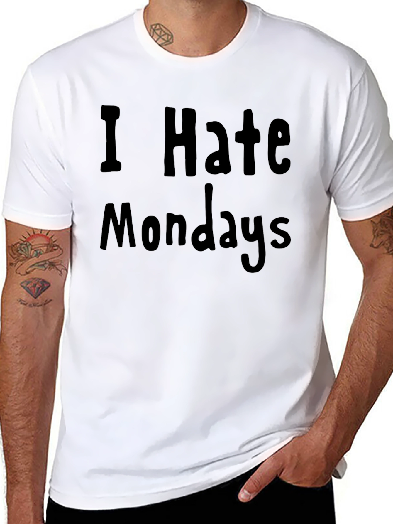 I Hate Mondays Graphic Tee - Black Cotton T-Shirt