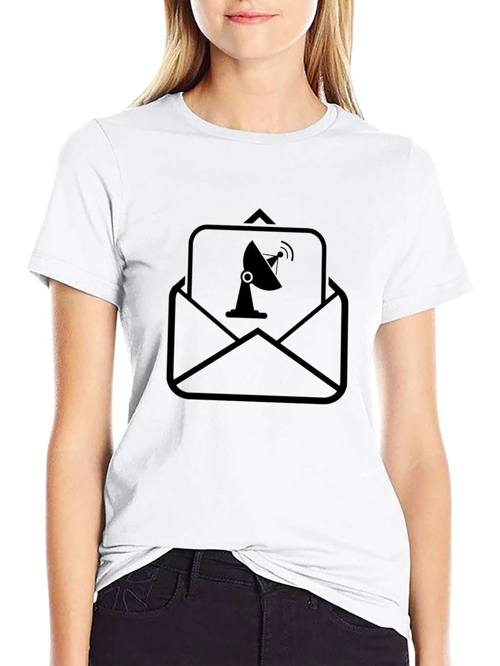 Satellite Mail Black T-Shirt - Modern Graphic Tee