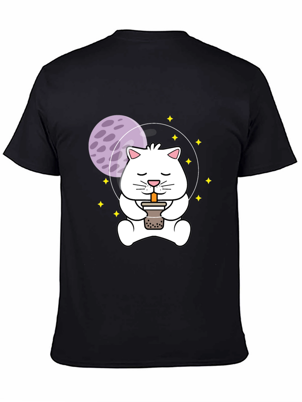 Astronaut Cat Boba Tea Graphic T-Shirt