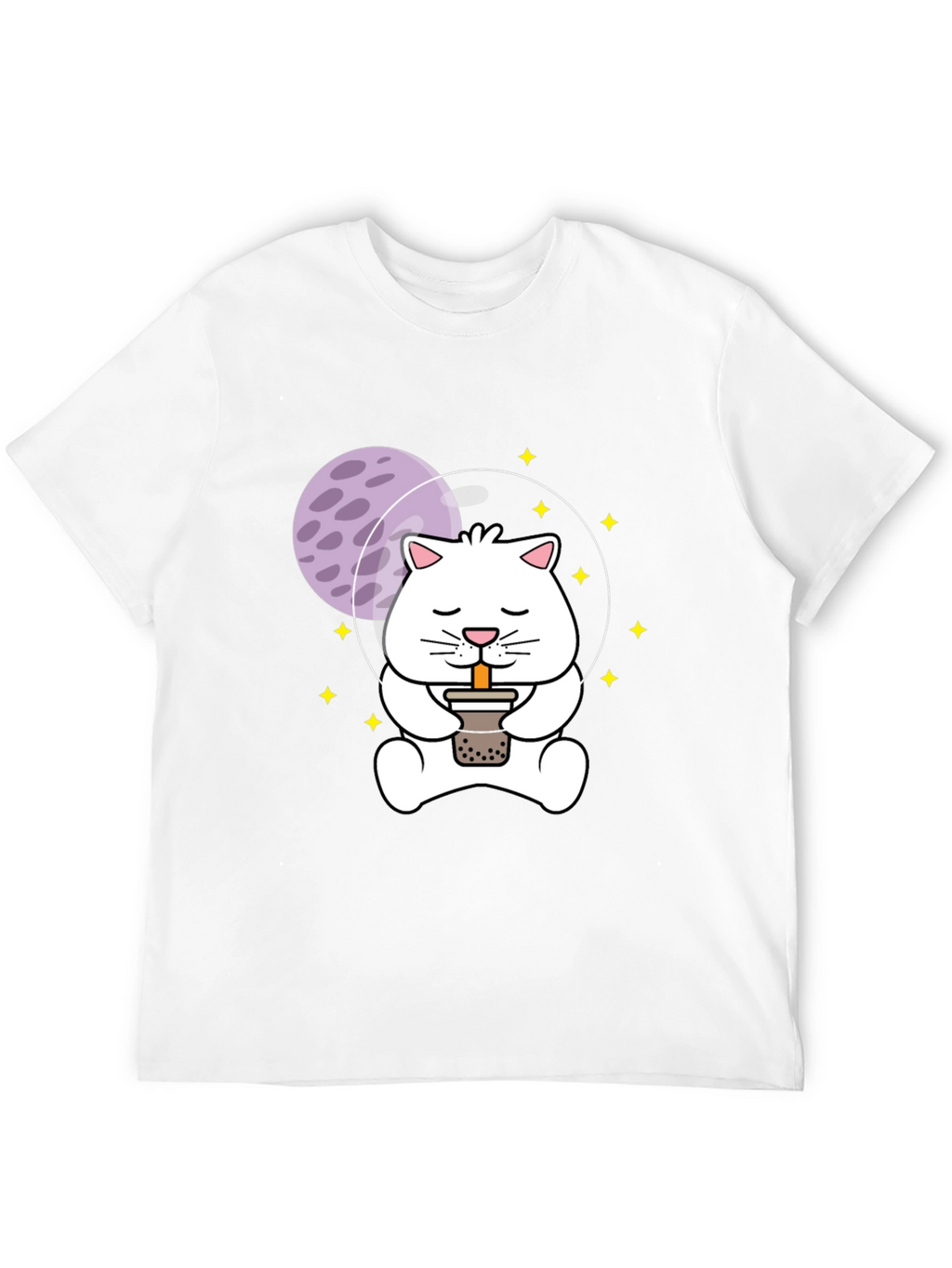 Astronaut Cat Boba Tea Graphic T-Shirt