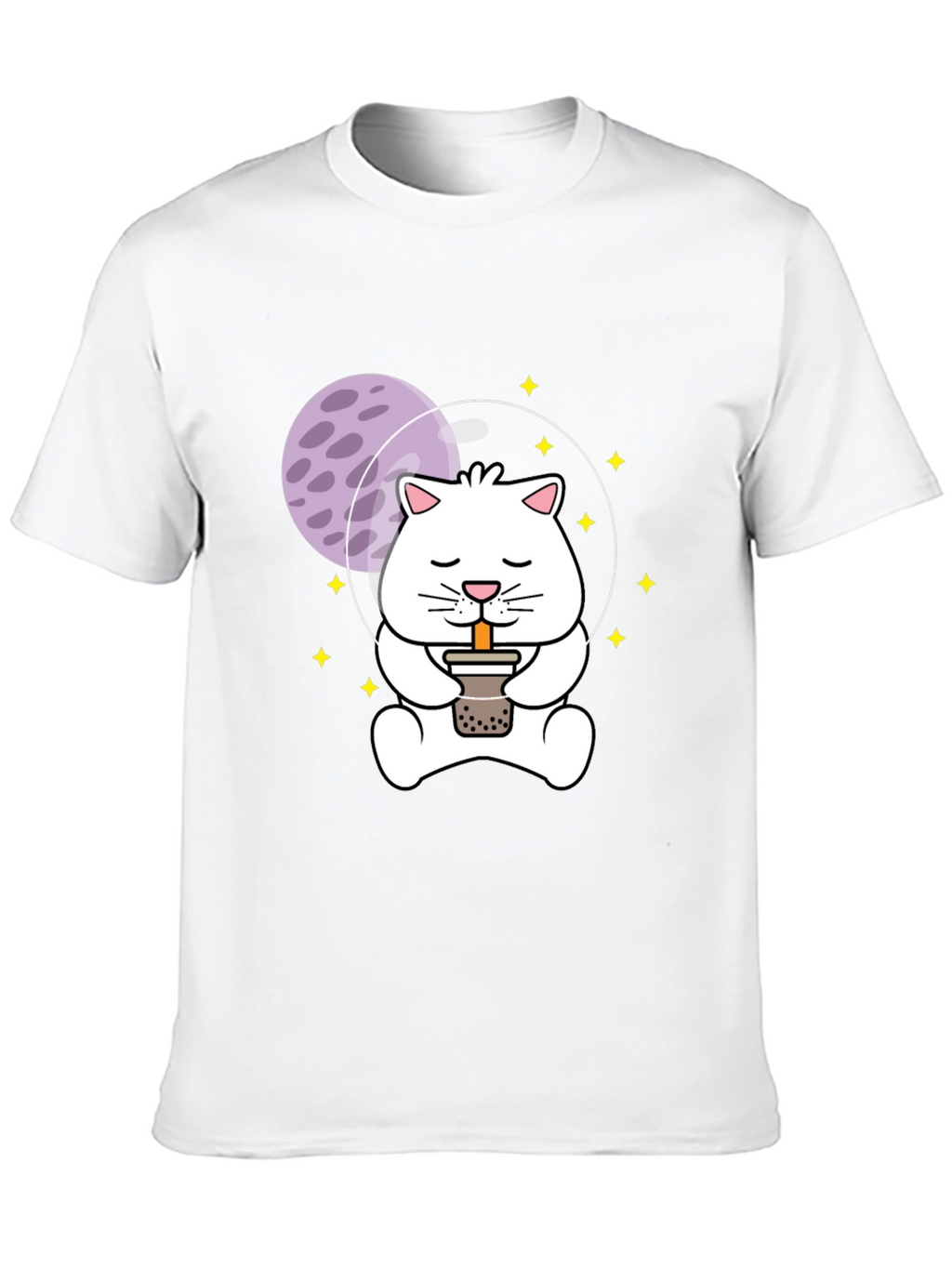 Astronaut Cat Boba Tea Graphic T-Shirt