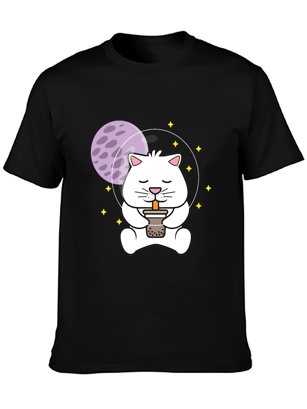 Astronaut Cat Boba Tea Graphic T-Shirt