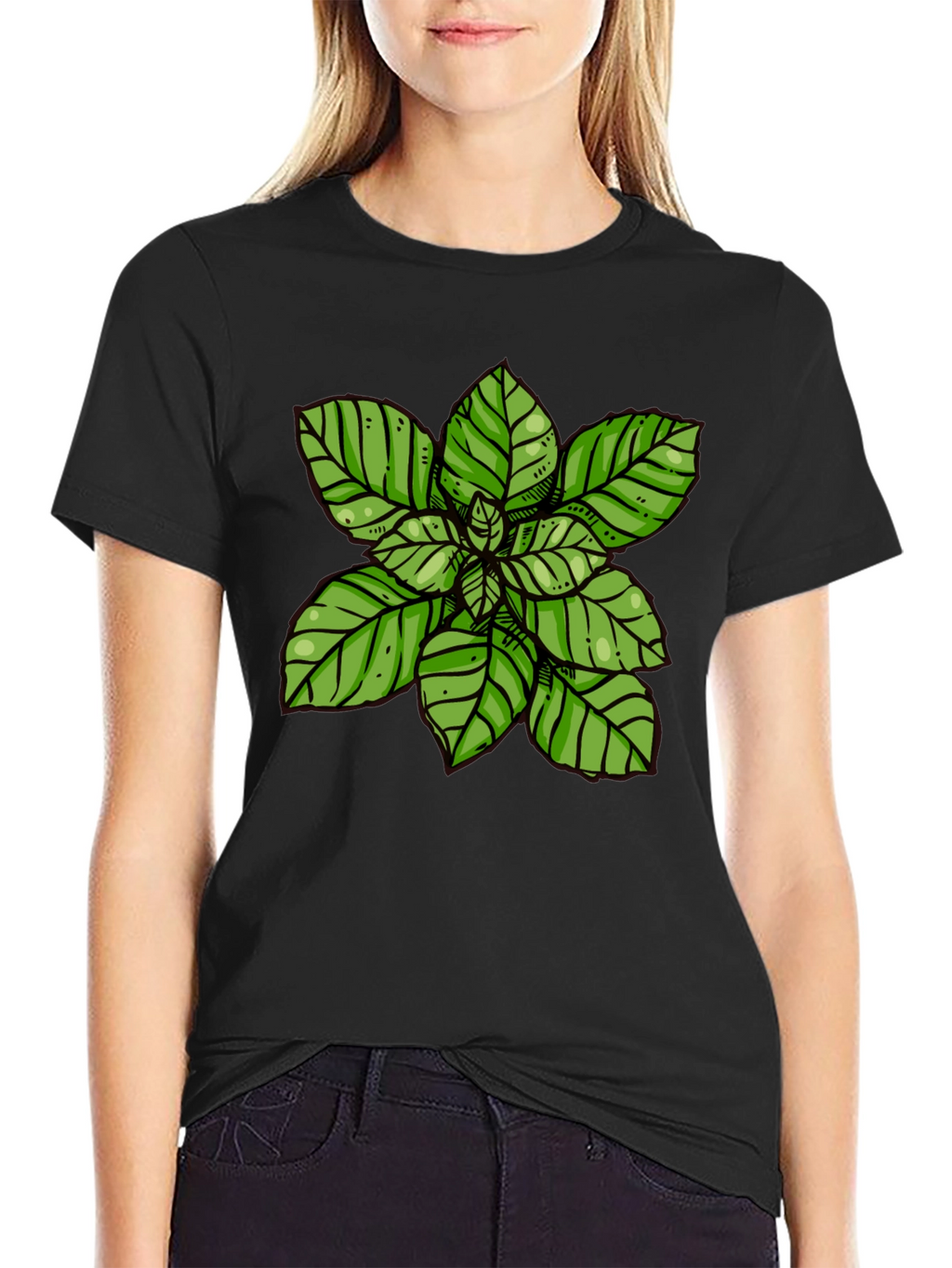 Basil Plant Graphic Tee - Black T-Shirt
