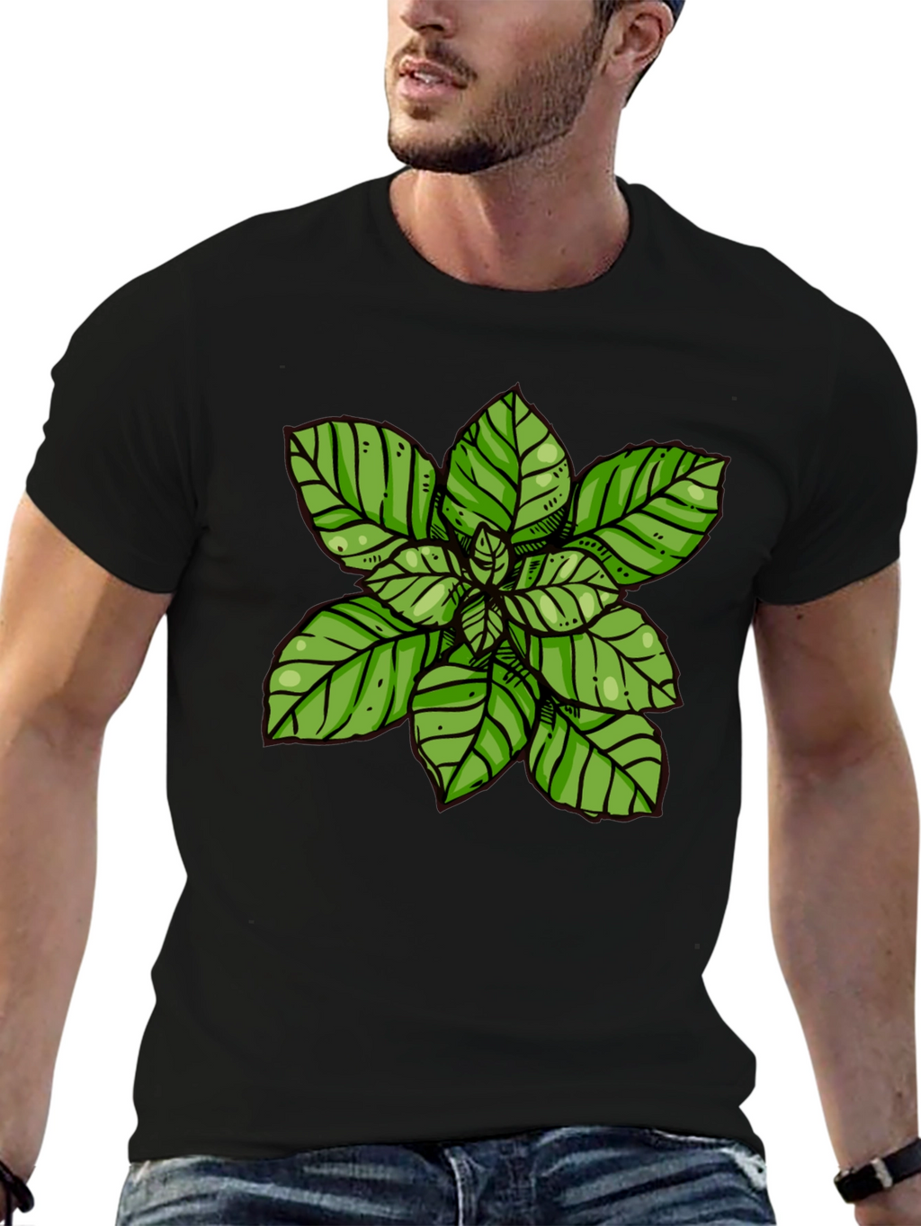 Basil Plant Graphic Tee - Black T-Shirt