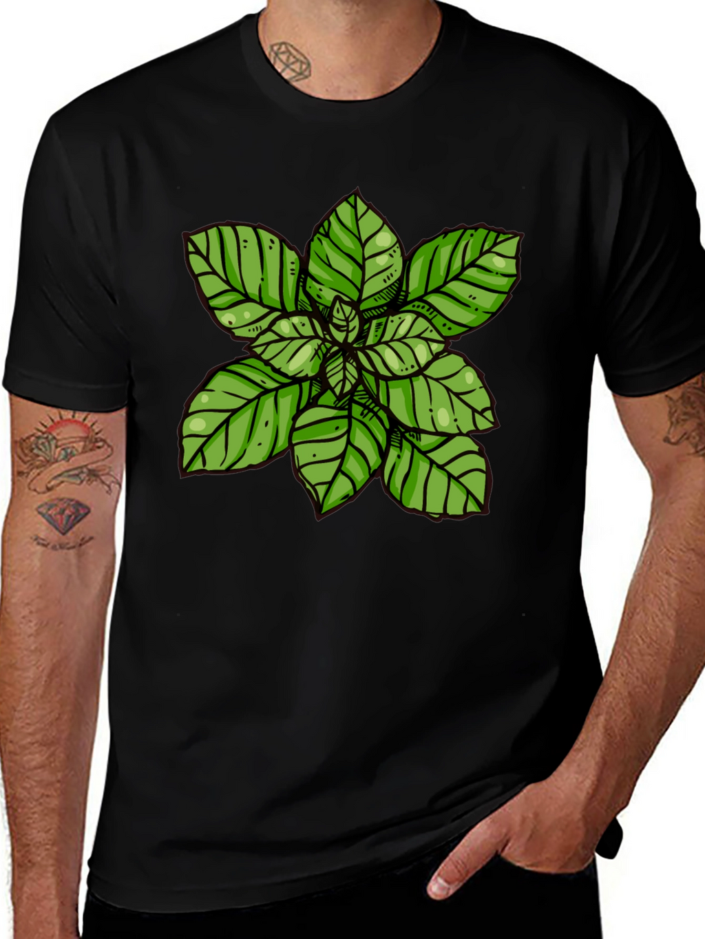 Basil Plant Graphic Tee - Black T-Shirt