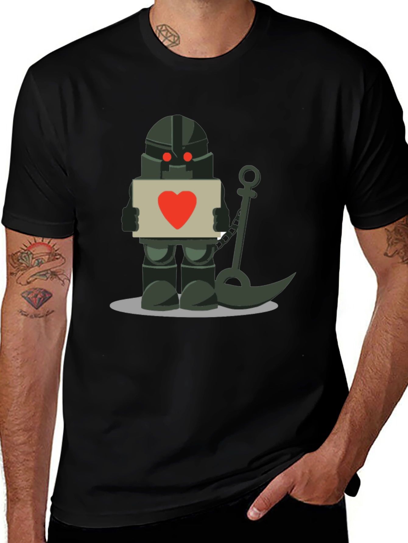Robot Knight with Heart Sign T-Shirt