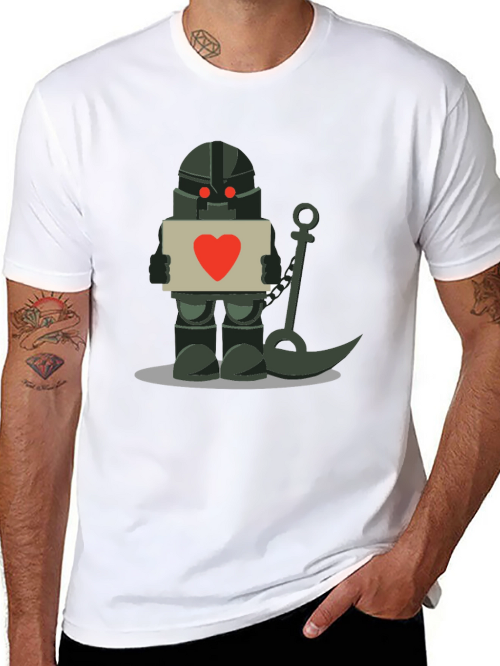 Robot Knight with Heart Sign T-Shirt