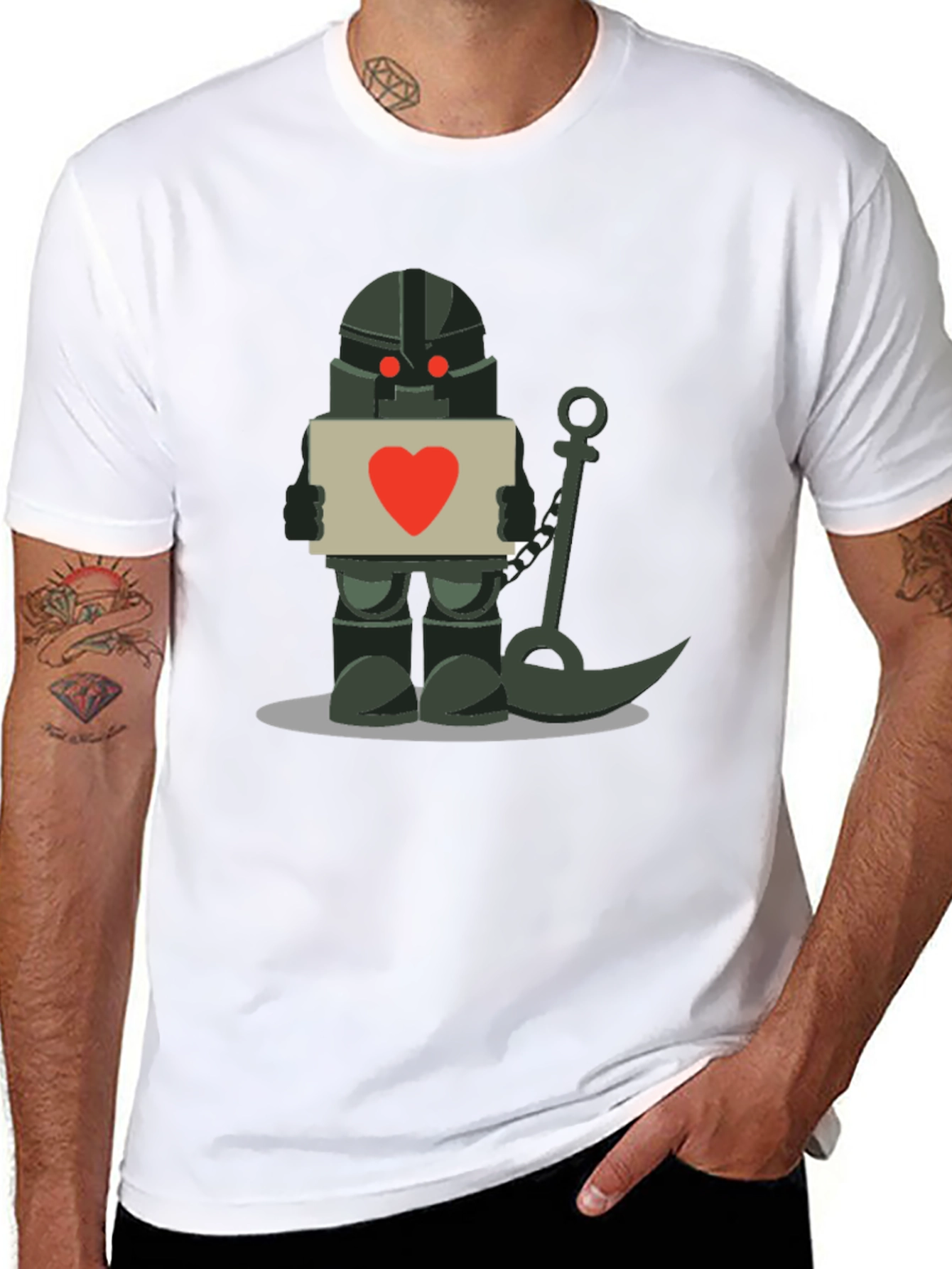 Robot Knight with Heart Sign T-Shirt