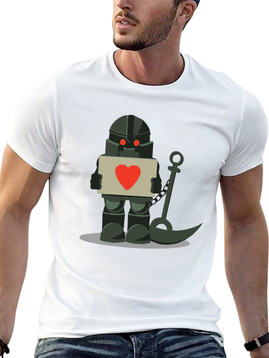 Robot Knight with Heart Sign T-Shirt