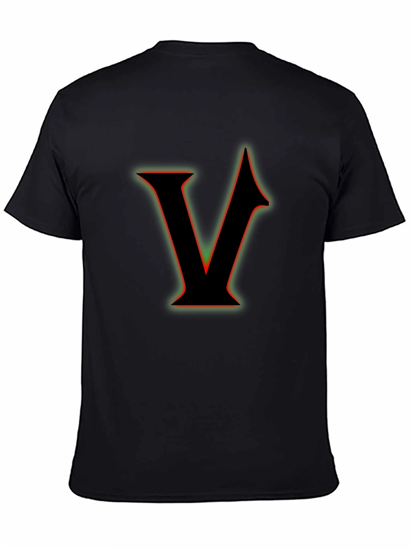 Letter V Graphic T-Shirt - Black