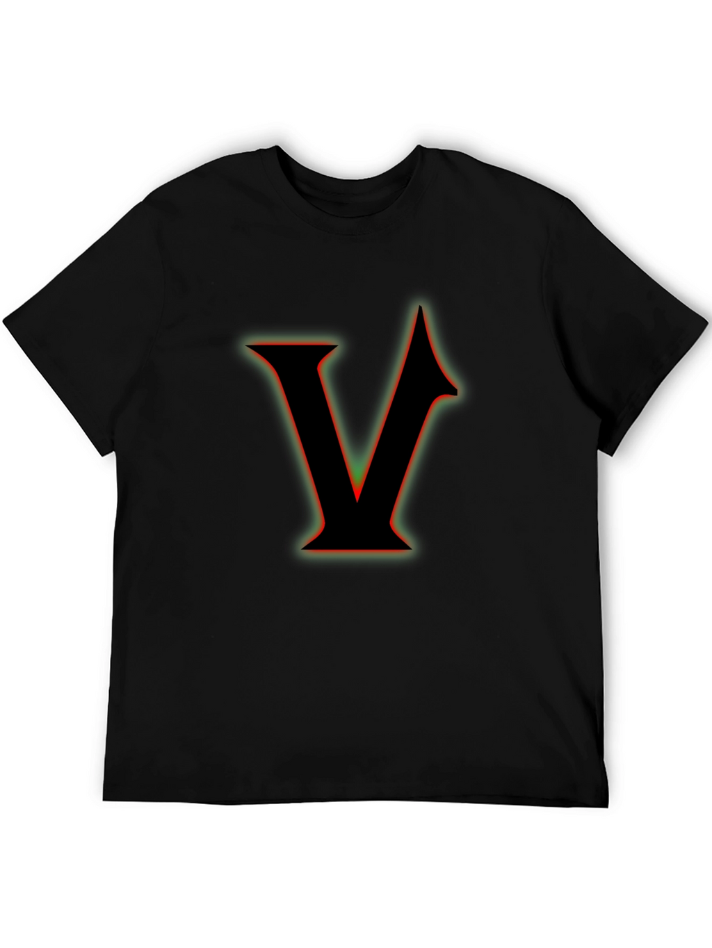 Letter V Graphic T-Shirt - Black