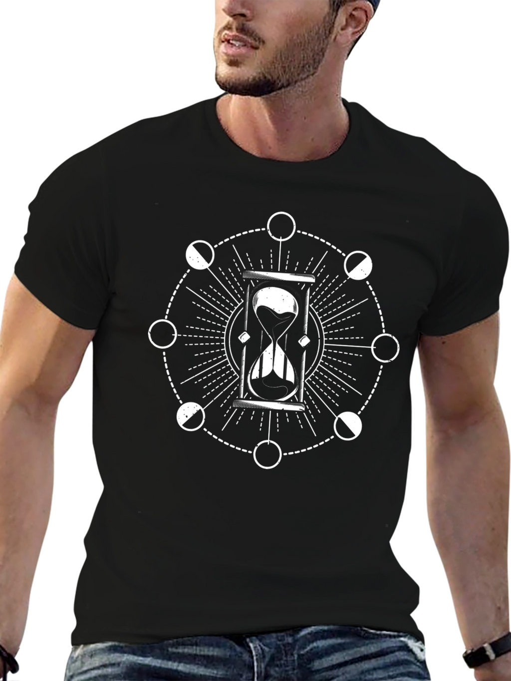 Hourglass Moon Phase Graphic Tee - Black