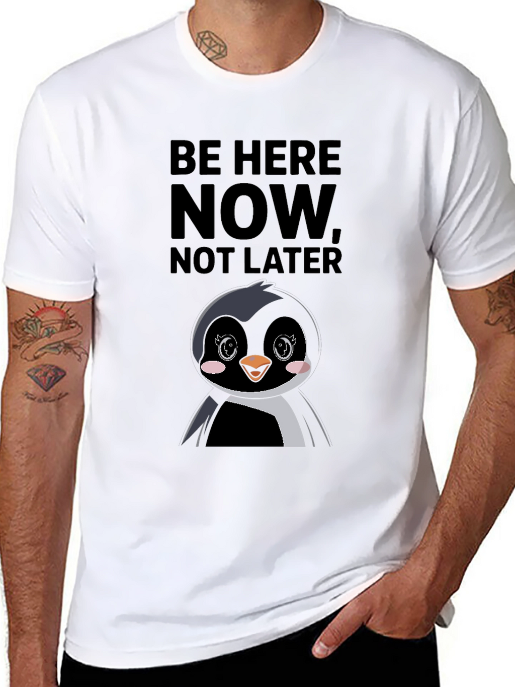 Be Here Now Penguin Graphic Tee