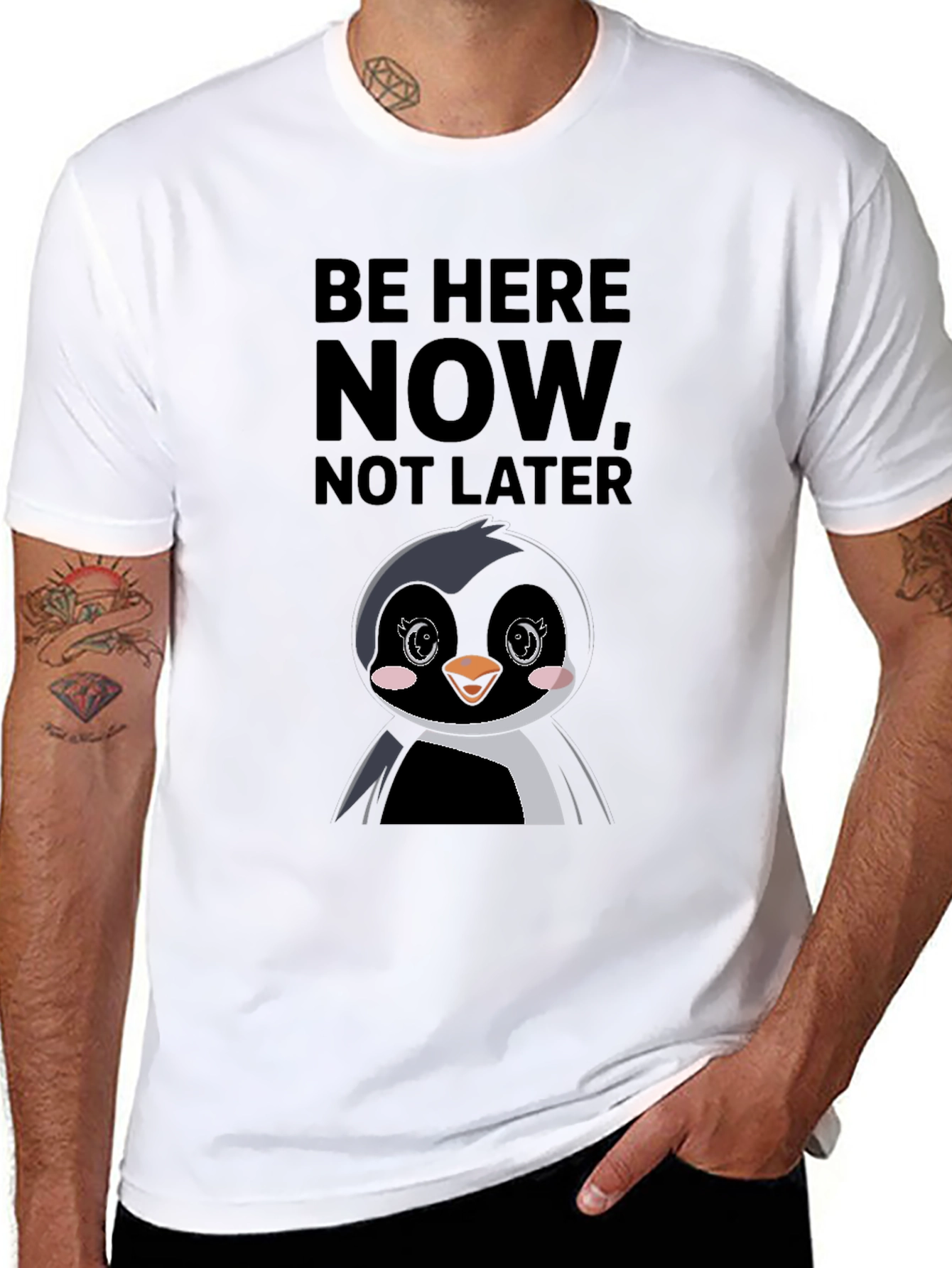 Be Here Now Penguin Graphic Tee