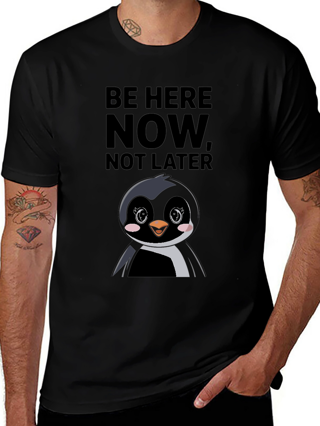 Be Here Now Penguin Graphic Tee