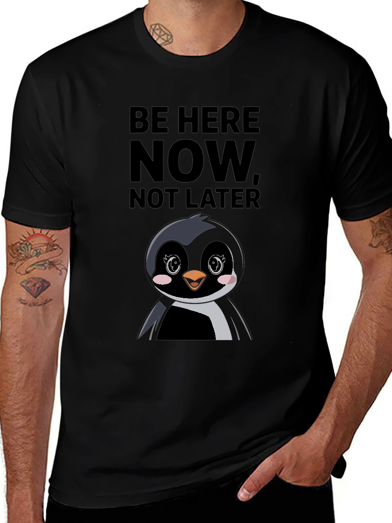 Be Here Now Penguin Graphic Tee