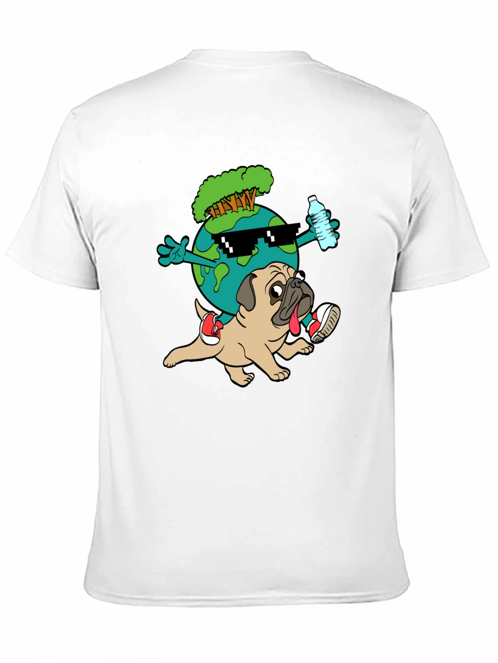 Cool Earth Pug Graphic Tee - Black