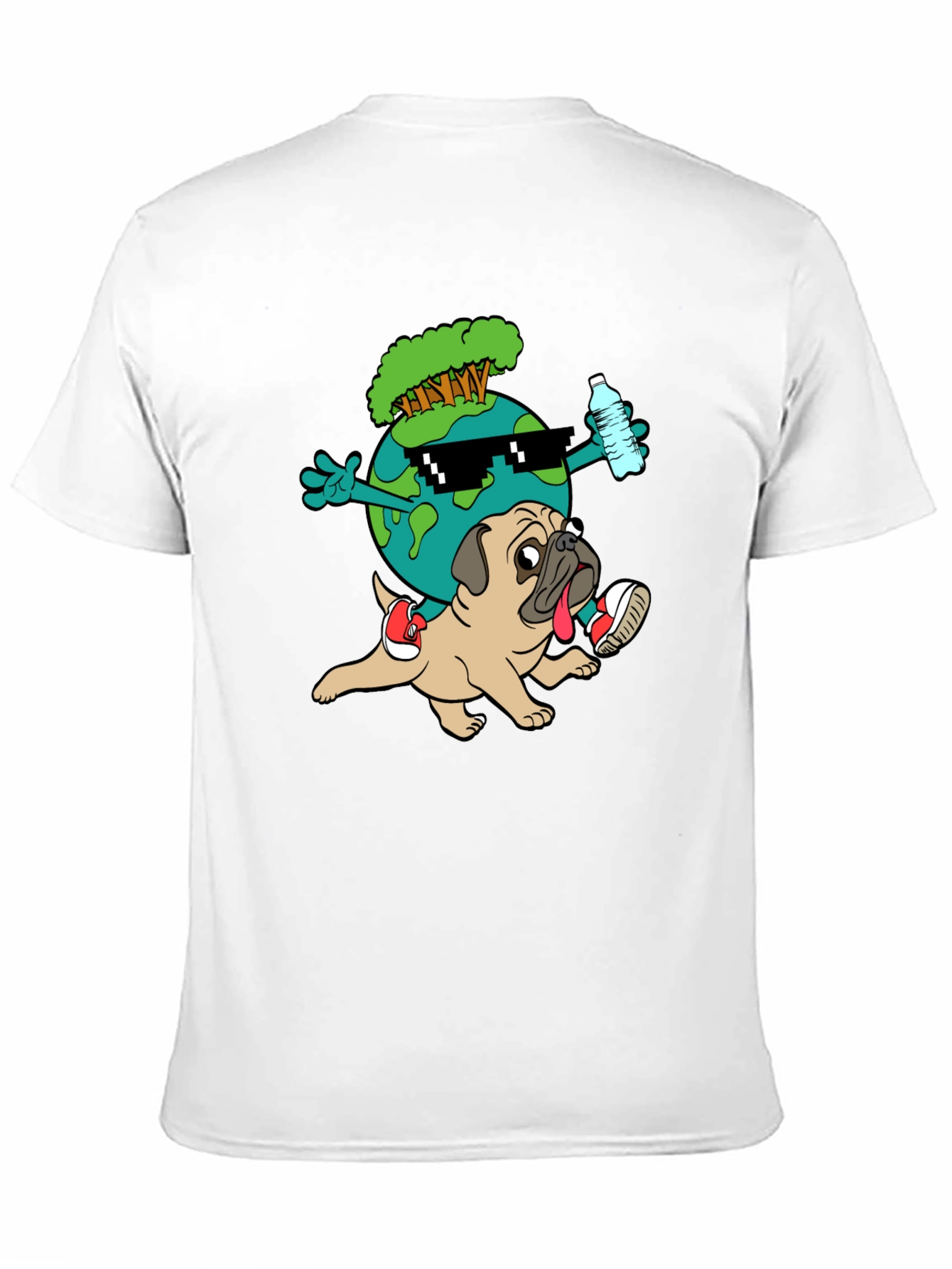 Cool Earth Pug Graphic Tee - Black