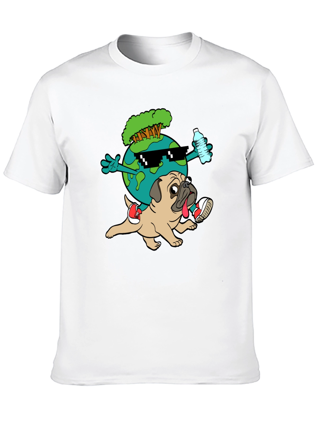Cool Earth Pug Graphic Tee - Black