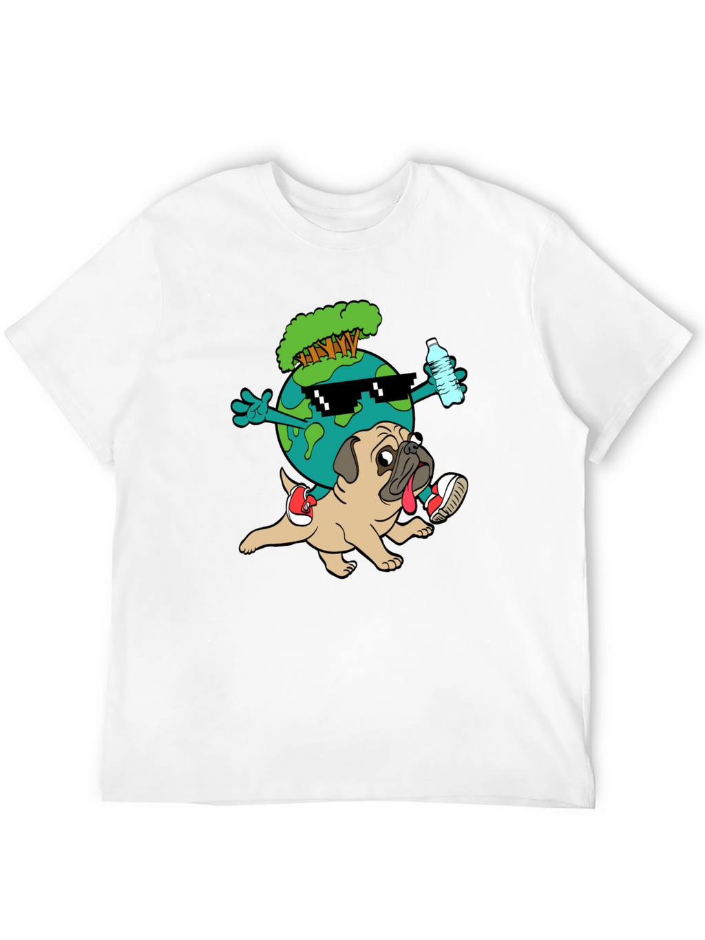 Cool Earth Pug Graphic Tee - Black