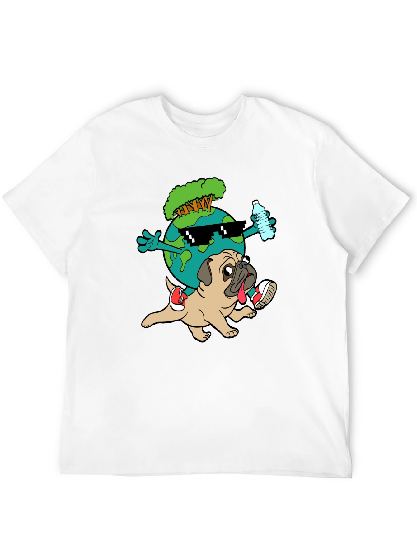 Cool Earth Pug Graphic Tee - Black