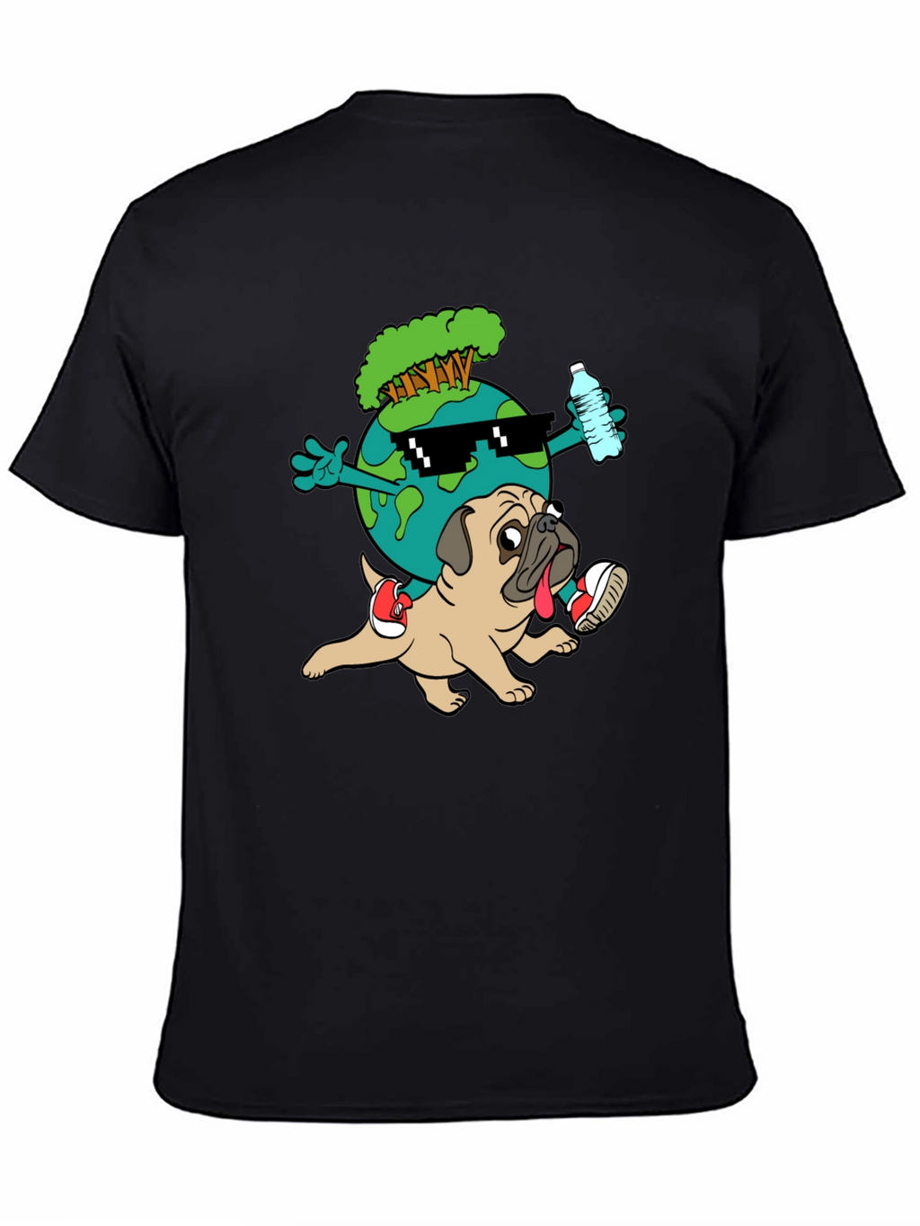 Cool Earth Pug Graphic Tee - Black
