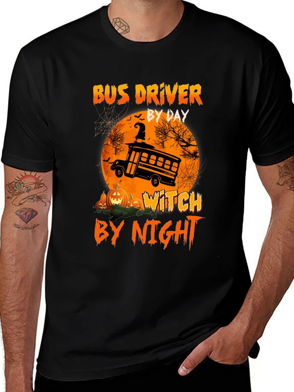 Bus Driver By Day Witch By Night Halloween T-Shirt