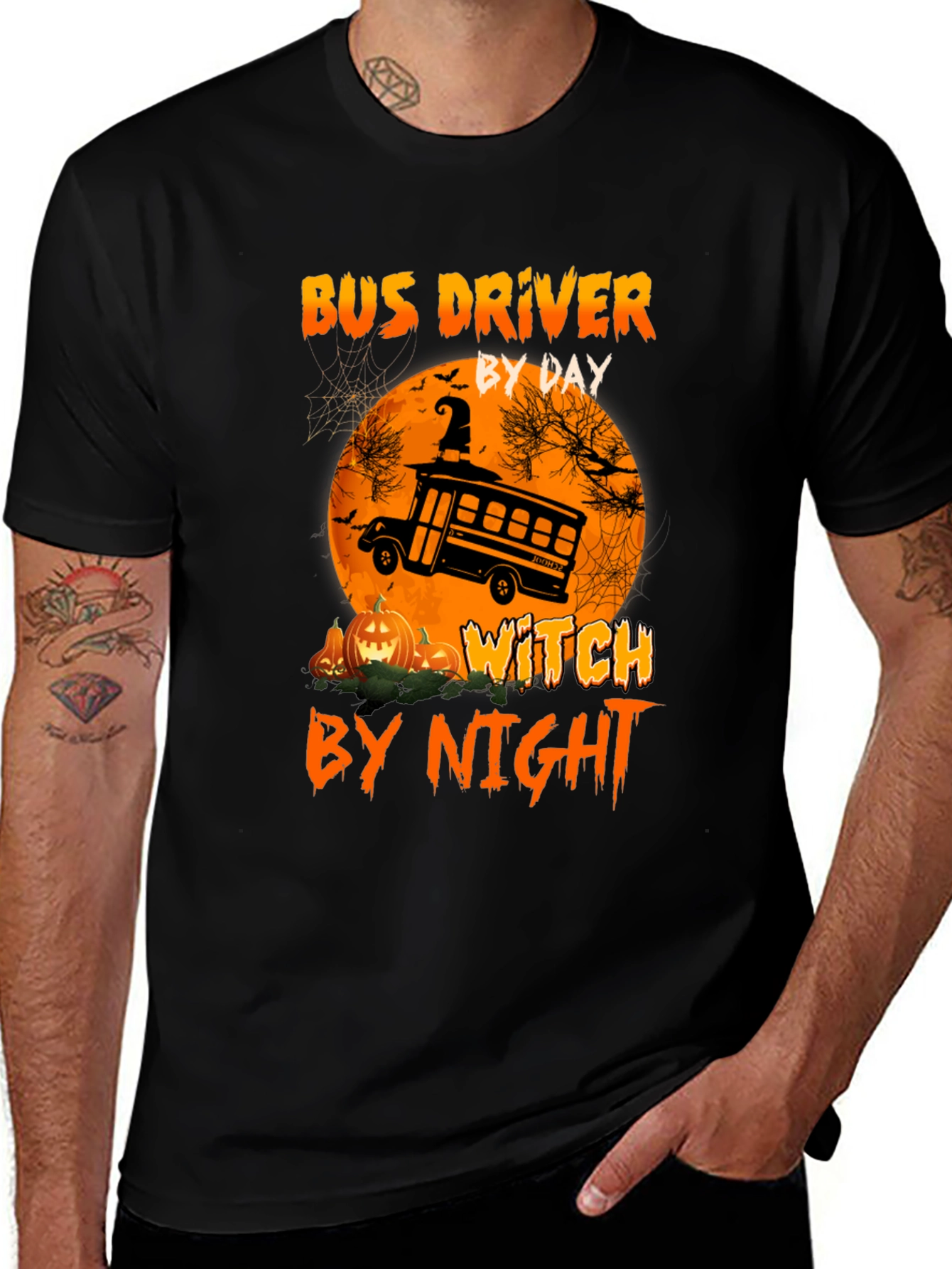 Bus Driver By Day Witch By Night Halloween T-Shirt