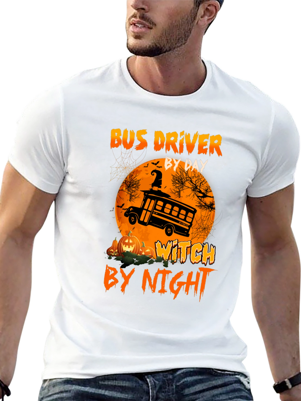Bus Driver By Day Witch By Night Halloween T-Shirt
