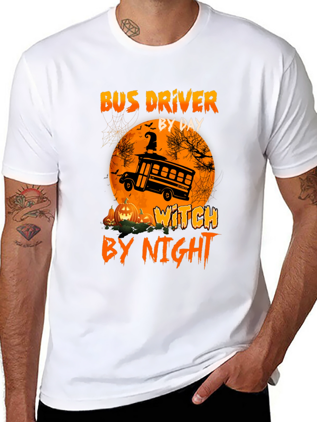 Bus Driver By Day Witch By Night Halloween T-Shirt