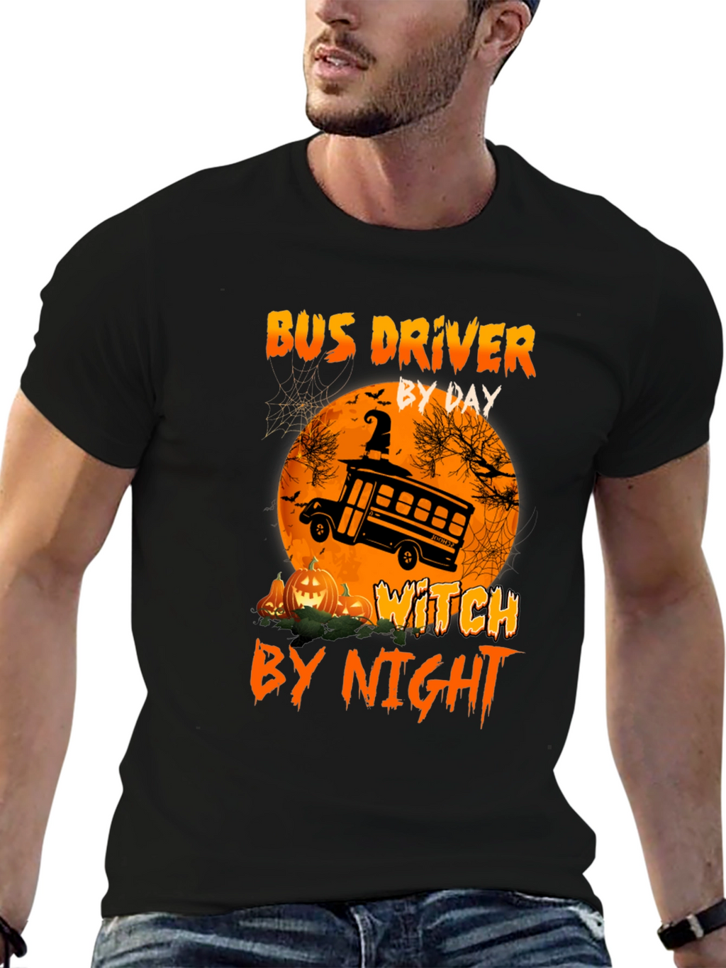 Bus Driver By Day Witch By Night Halloween T-Shirt
