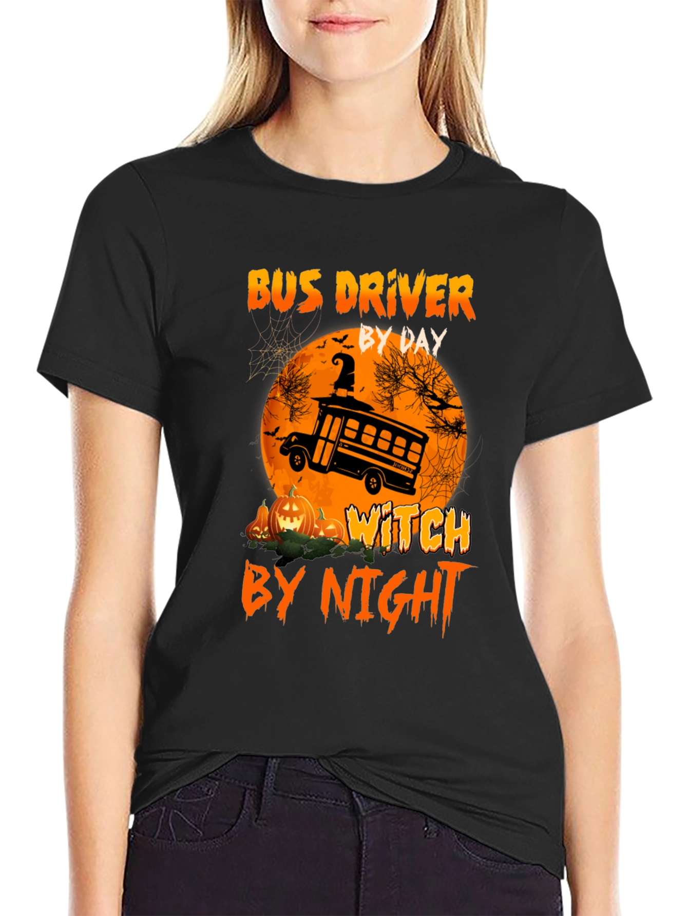Bus Driver By Day Witch By Night Halloween T-Shirt