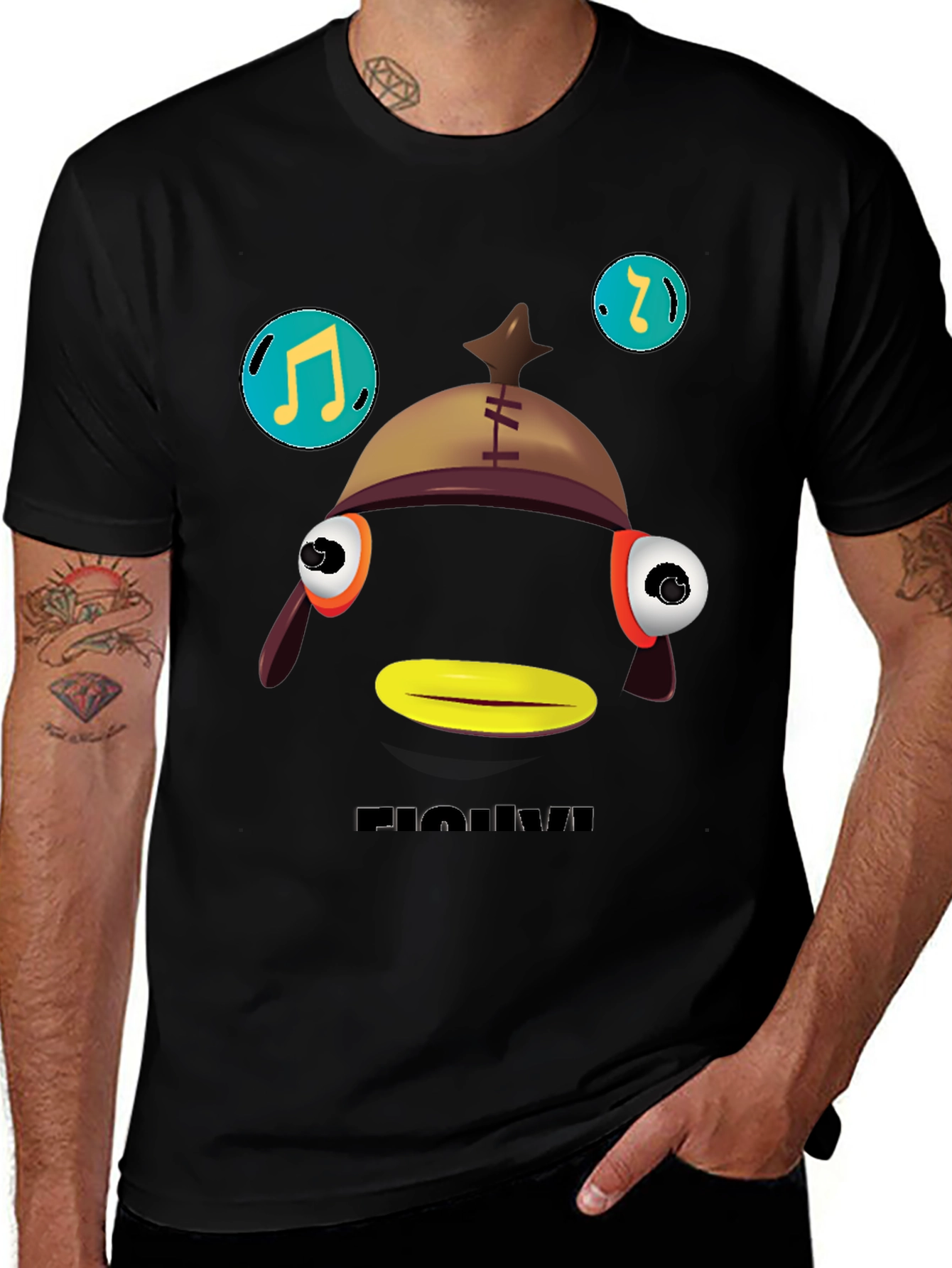Funny Fish Head T-Shirt - Black Cotton Tee