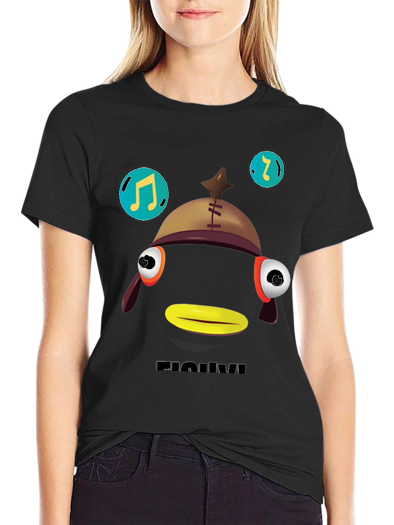 Funny Fish Head T-Shirt - Black Cotton Tee
