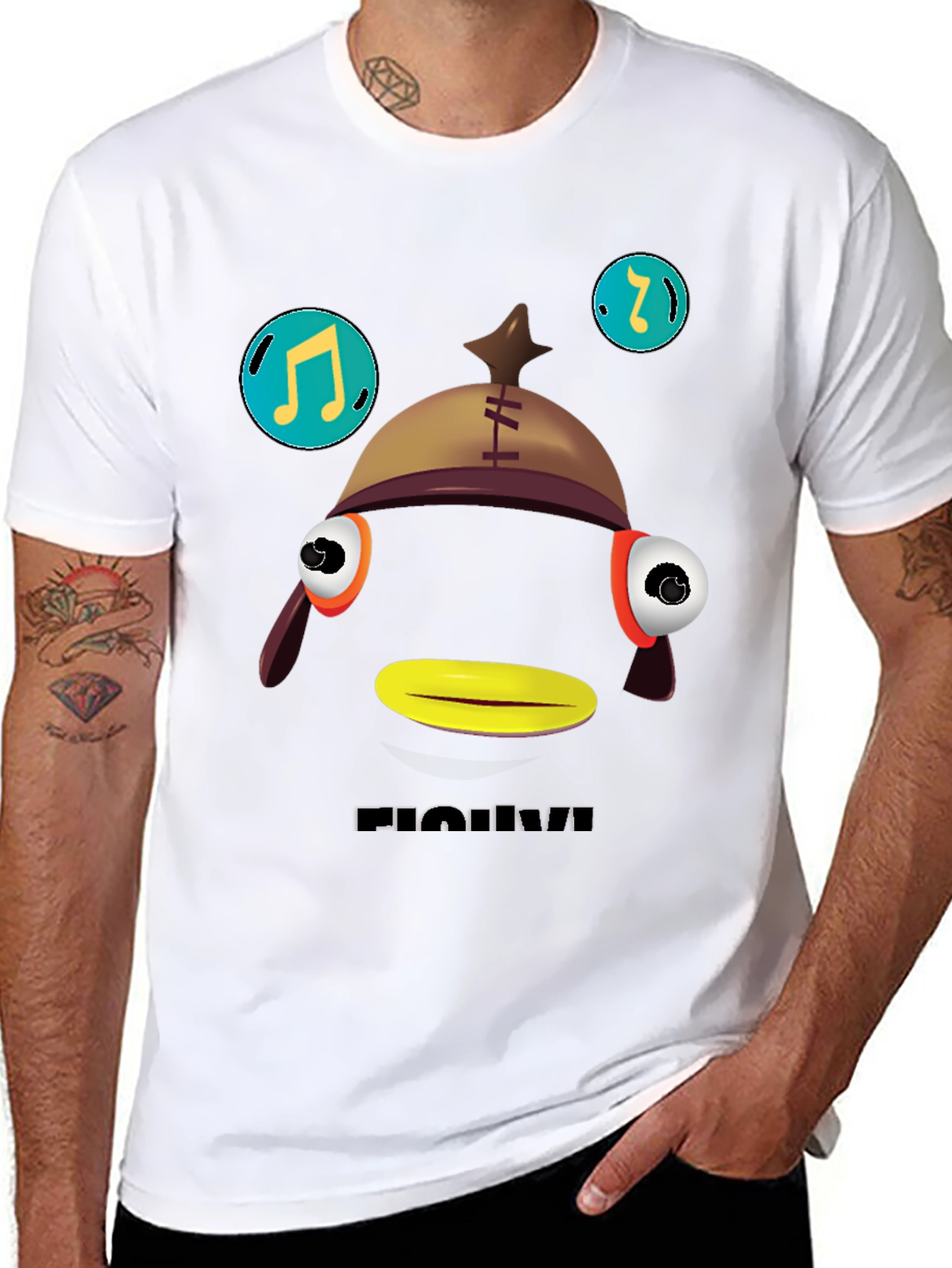 Funny Fish Head T-Shirt - Black Cotton Tee