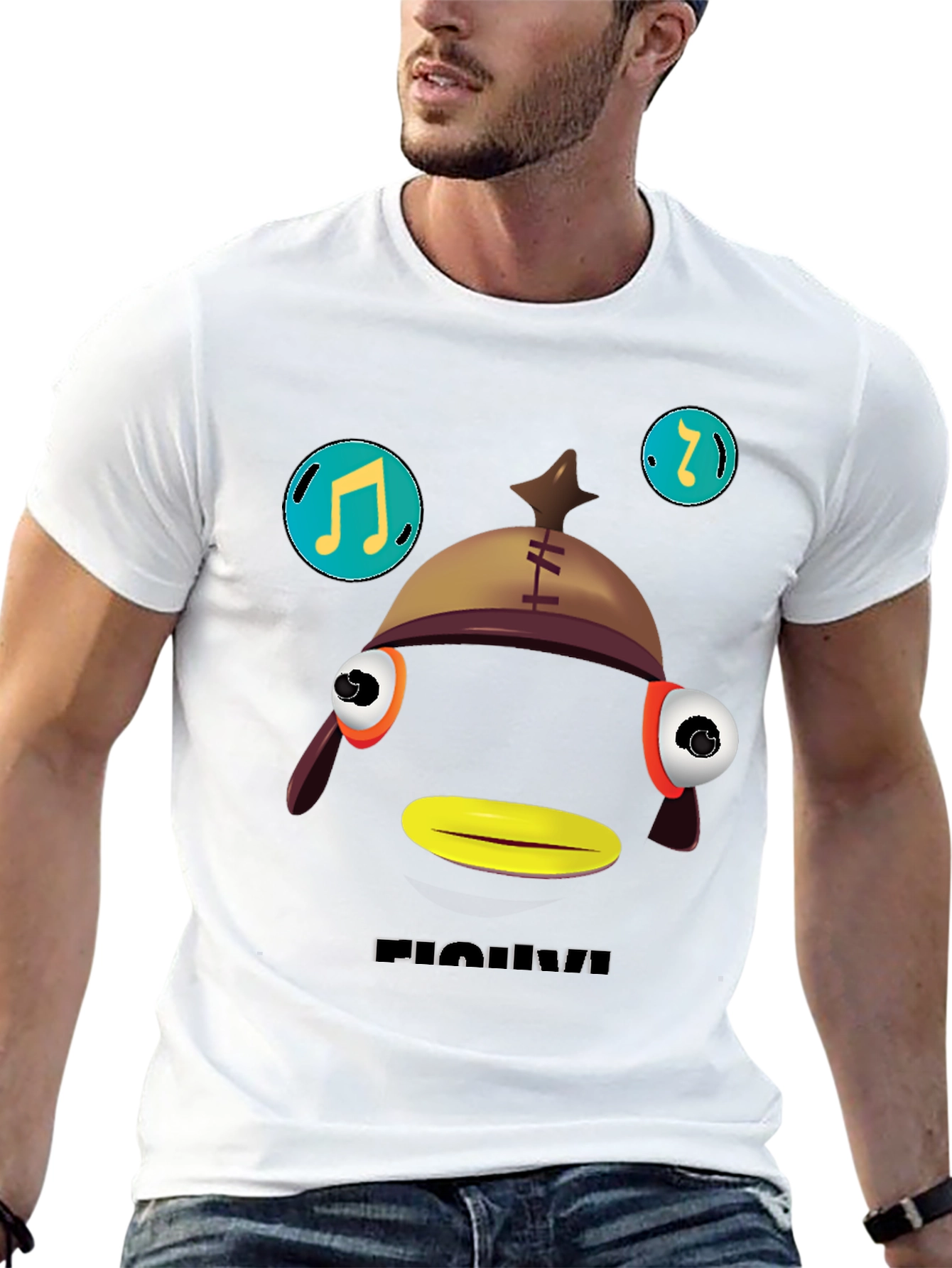Funny Fish Head T-Shirt - Black Cotton Tee